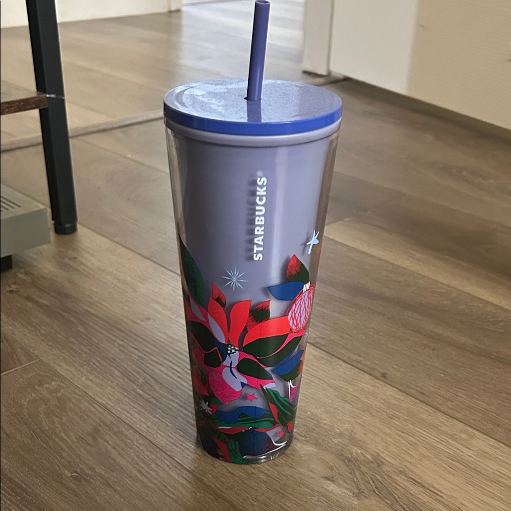Starbucks Lavender Floral Holiday Tumbler with Straw